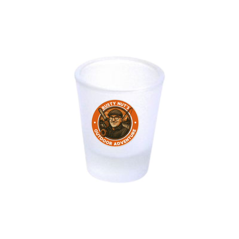 Rusty Nut's Outdoor Adventures Frosted Shot Glass