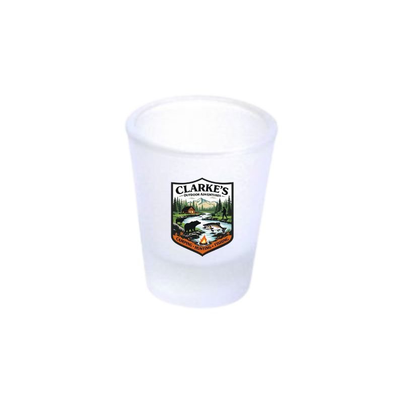 Clarkes Outdoor Adventures Frosted Shot Glass