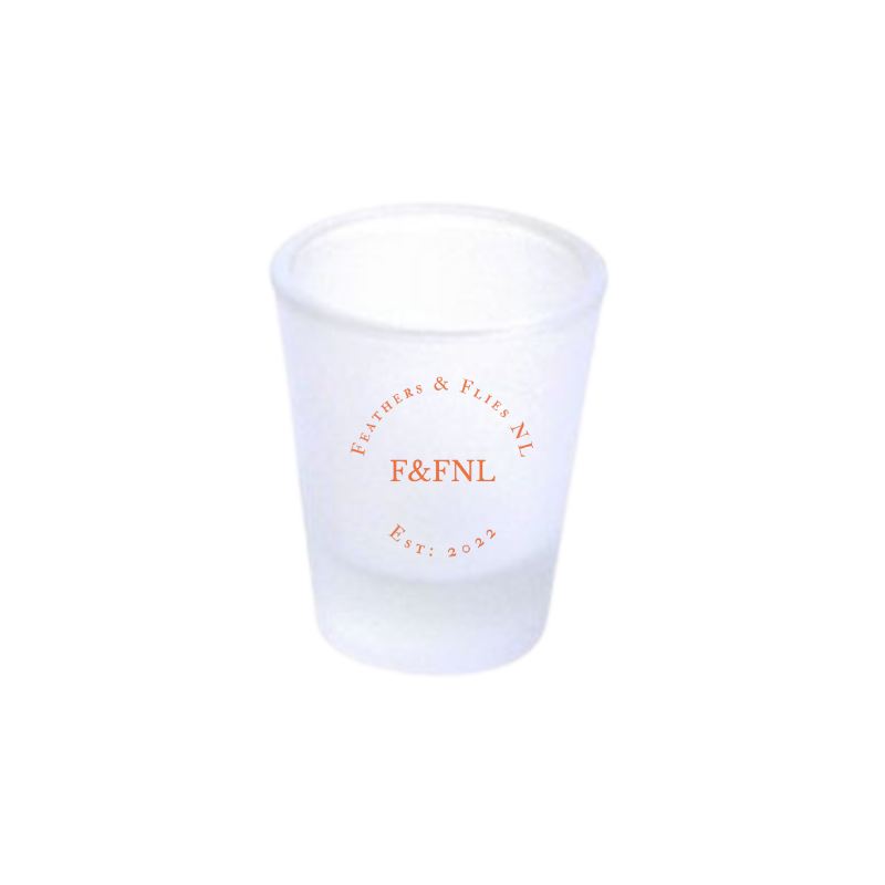 Feathers & Flies 1.5oz Frosted Shot Glass