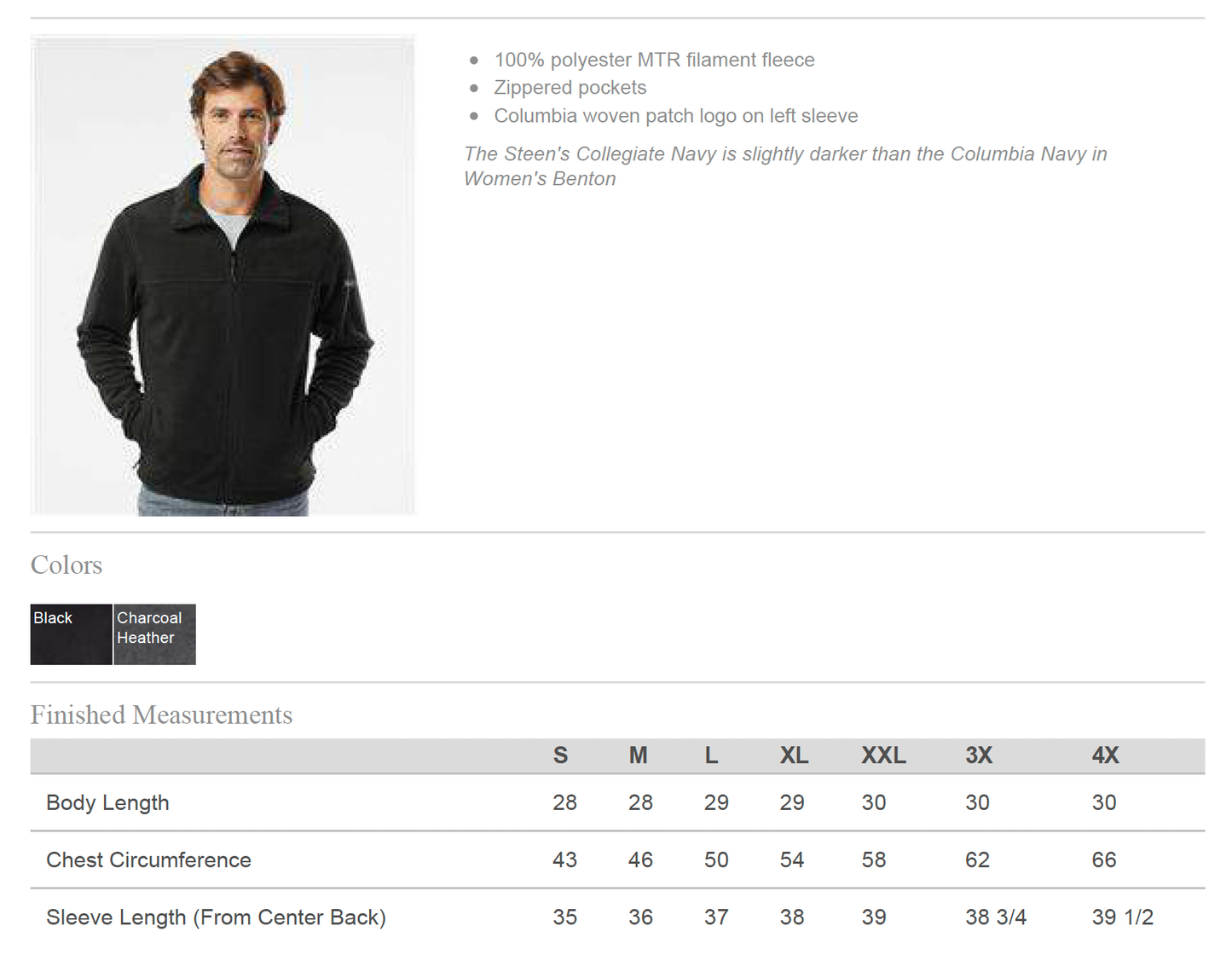 Tricon Elementary Mens Columbia ™ Fleece 2.0 Full-Zip Jacket