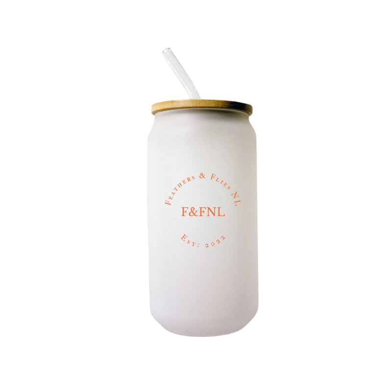 Feathers & Flies Frosted Beer Can Glass