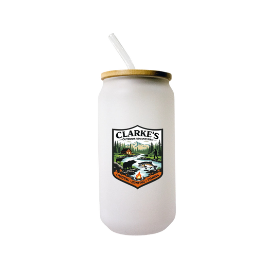 Clarke's Outdoor Adventures Beer Can Glass