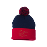 Feathers & Flies Pom-Pom Cuffed Beanie