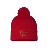 Feathers & Flies Pom-Pom Cuffed Beanie