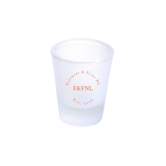 Feathers & Flies 1.5oz Frosted Shot Glass