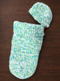 Hand Knit Infant Cuddle Sack with Hat