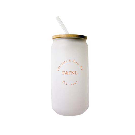 Feathers & Flies Frosted Beer Can Glass